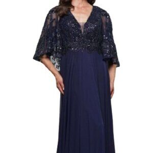 NWT Marsoni by Colors MV1302 Power Mesh Mother of the Bride Dress Navy Size 16